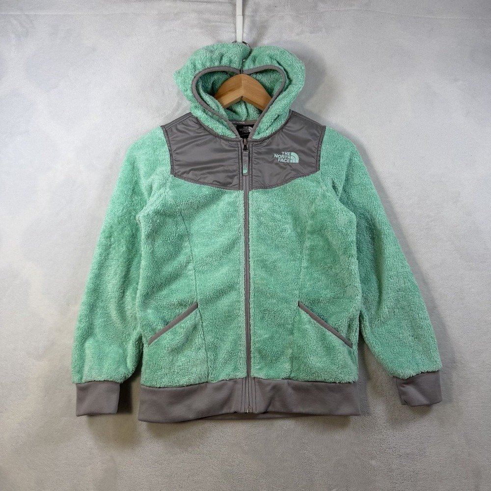 The North Face Hoodie Fleece Jacket Girls 18Sea Green Outdoors Coat Size M 10-12